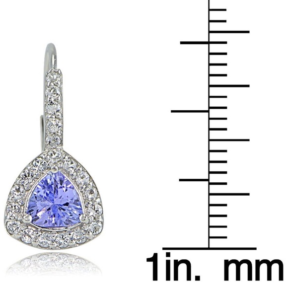 Natural Tanzanite and Topaz Halo Earrings - Picture 3 of 4